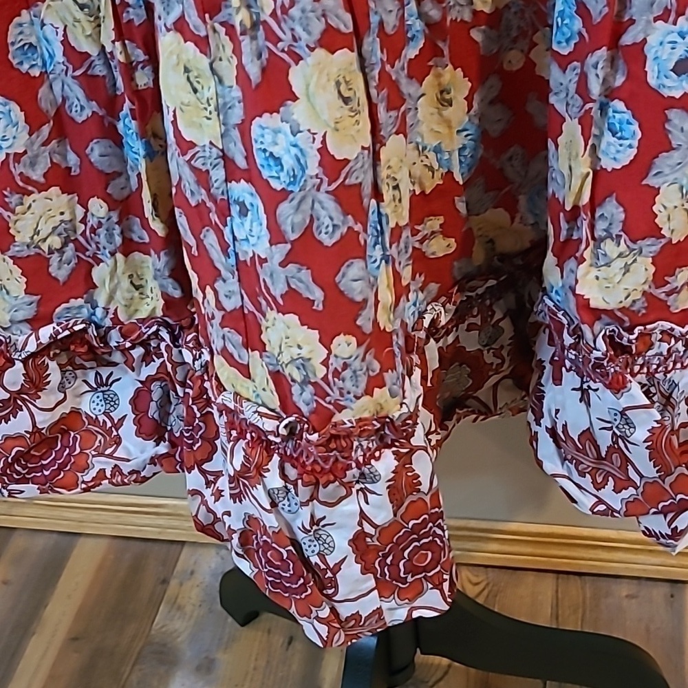 BOHEMIAN Tiered Floral Print Flowy Swing Skirt, Frida Kahlo Vibes, Size Small - Picture 6 of 12